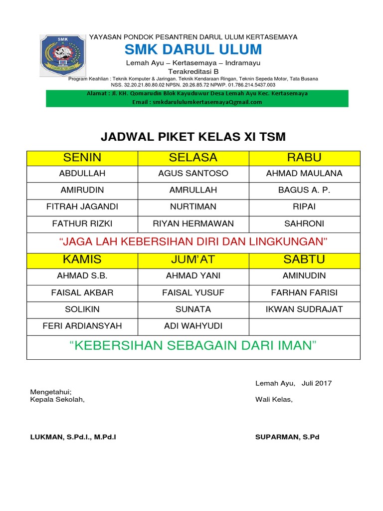 Detail Gambar Jadwal Piket Nomer 41