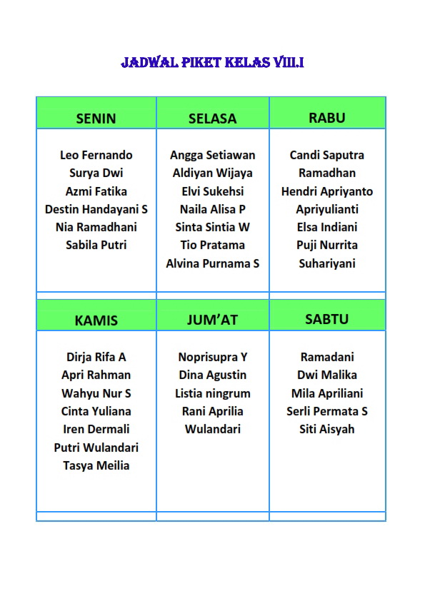 Detail Gambar Jadwal Piket Nomer 51