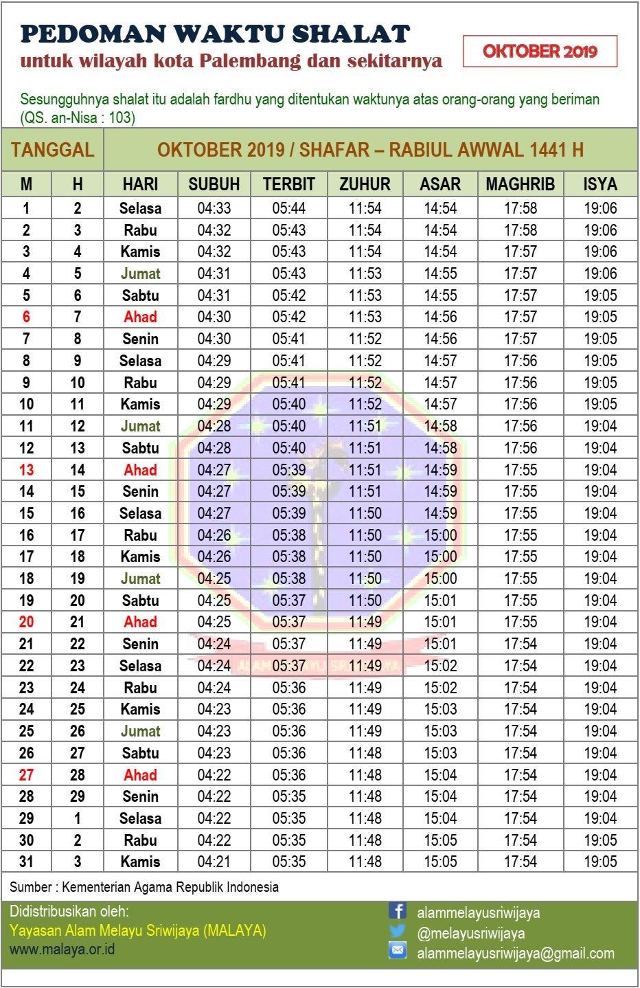 Gambar Jadwal Sholat Bulan Oktober 2018 Medan - KibrisPDR