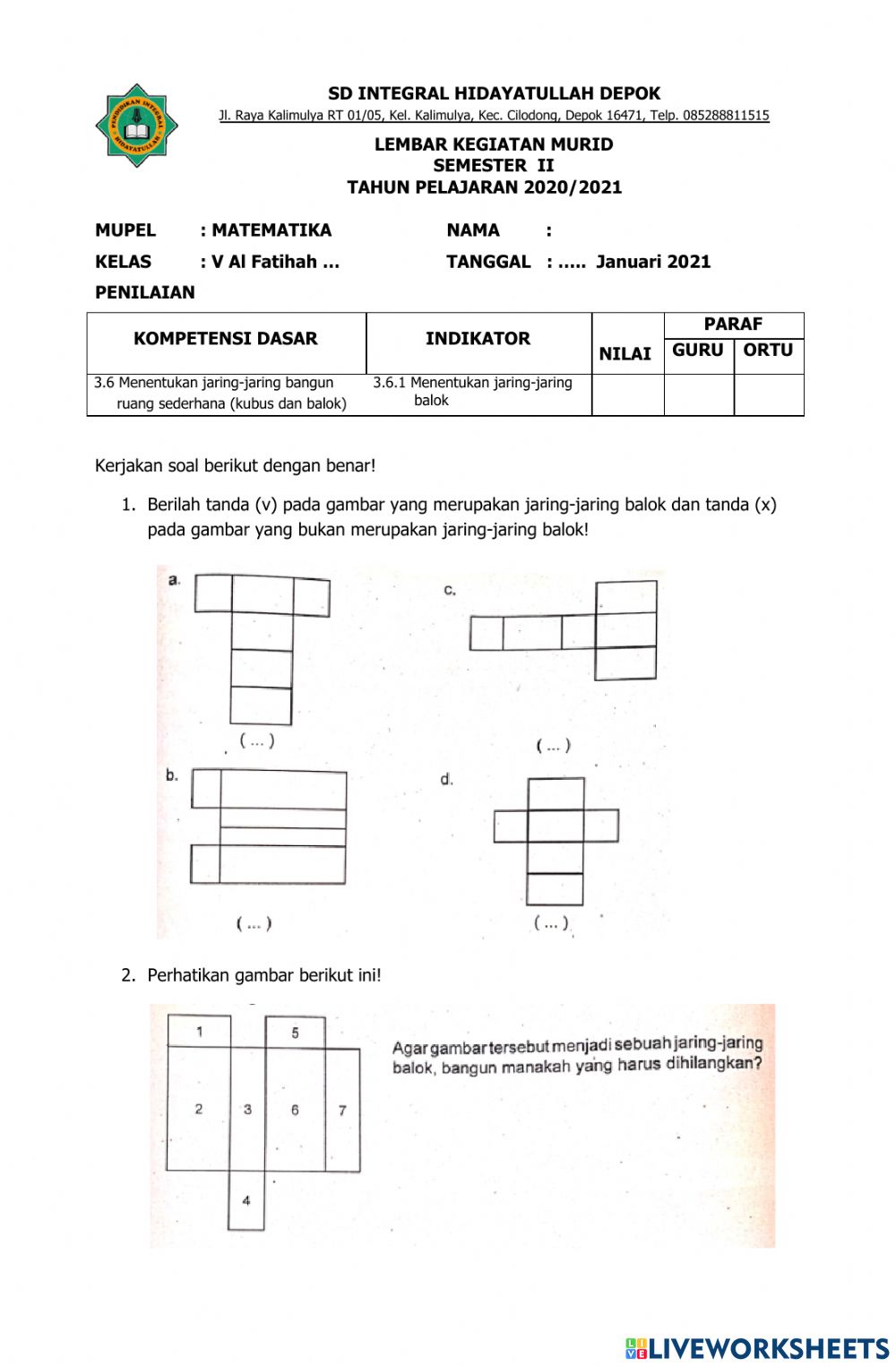 Detail Gambar Jaring Jaring Balok Nomer 29