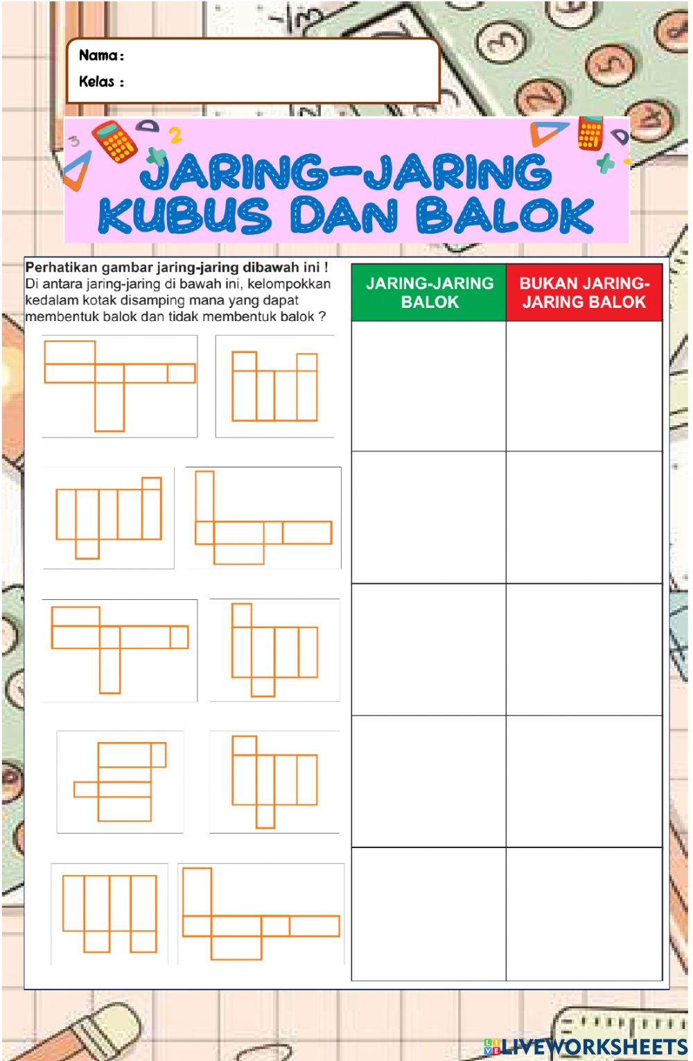 Detail Gambar Jaring Jaring Kubus Gambar Jaring Jaring Balok Nomer 42