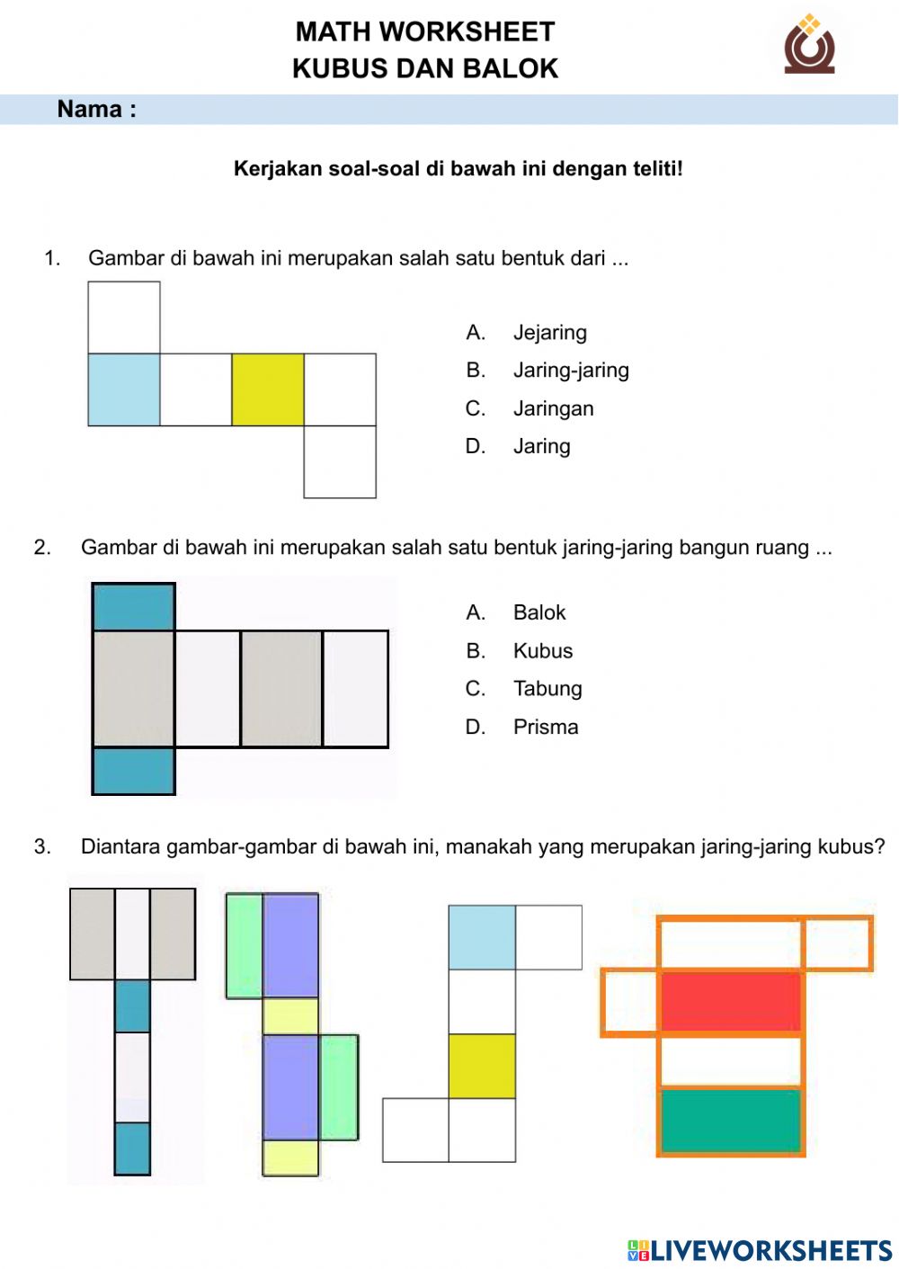 Detail Gambar Jaring Kubus Dan Balok Nomer 11