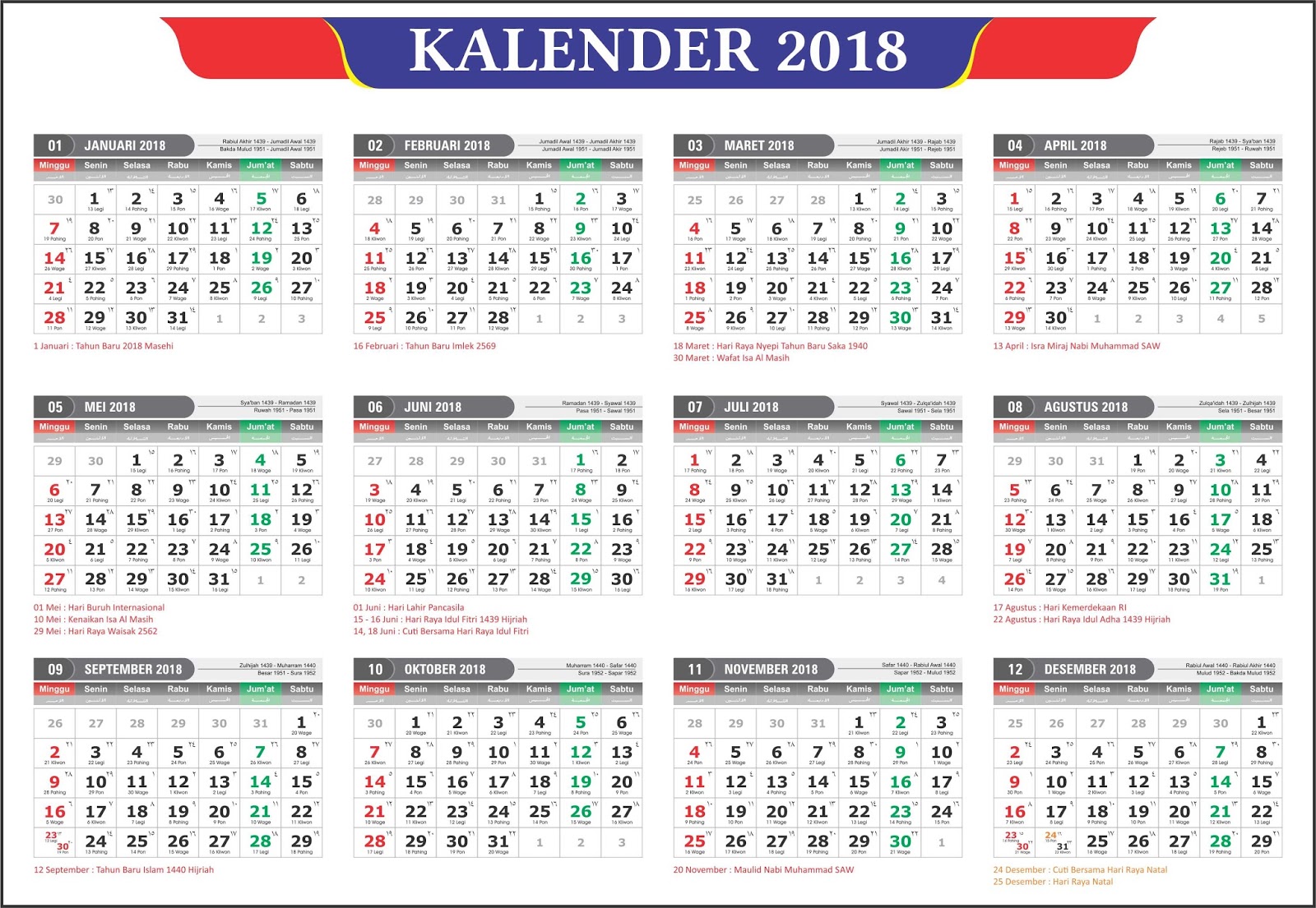 Gambar Kalender 2018 - KibrisPDR