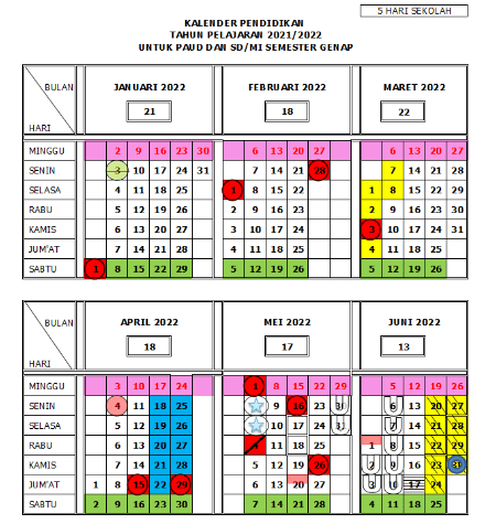 Detail Gambar Kalender Akademik Sekolah Selama 2 Semester Nomer 47