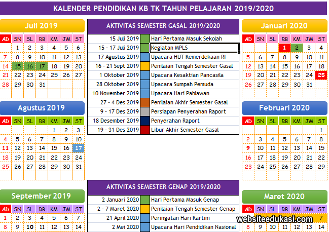 Detail Gambar Kalender Akademik Sekolah Selama 2 Semester Nomer 56