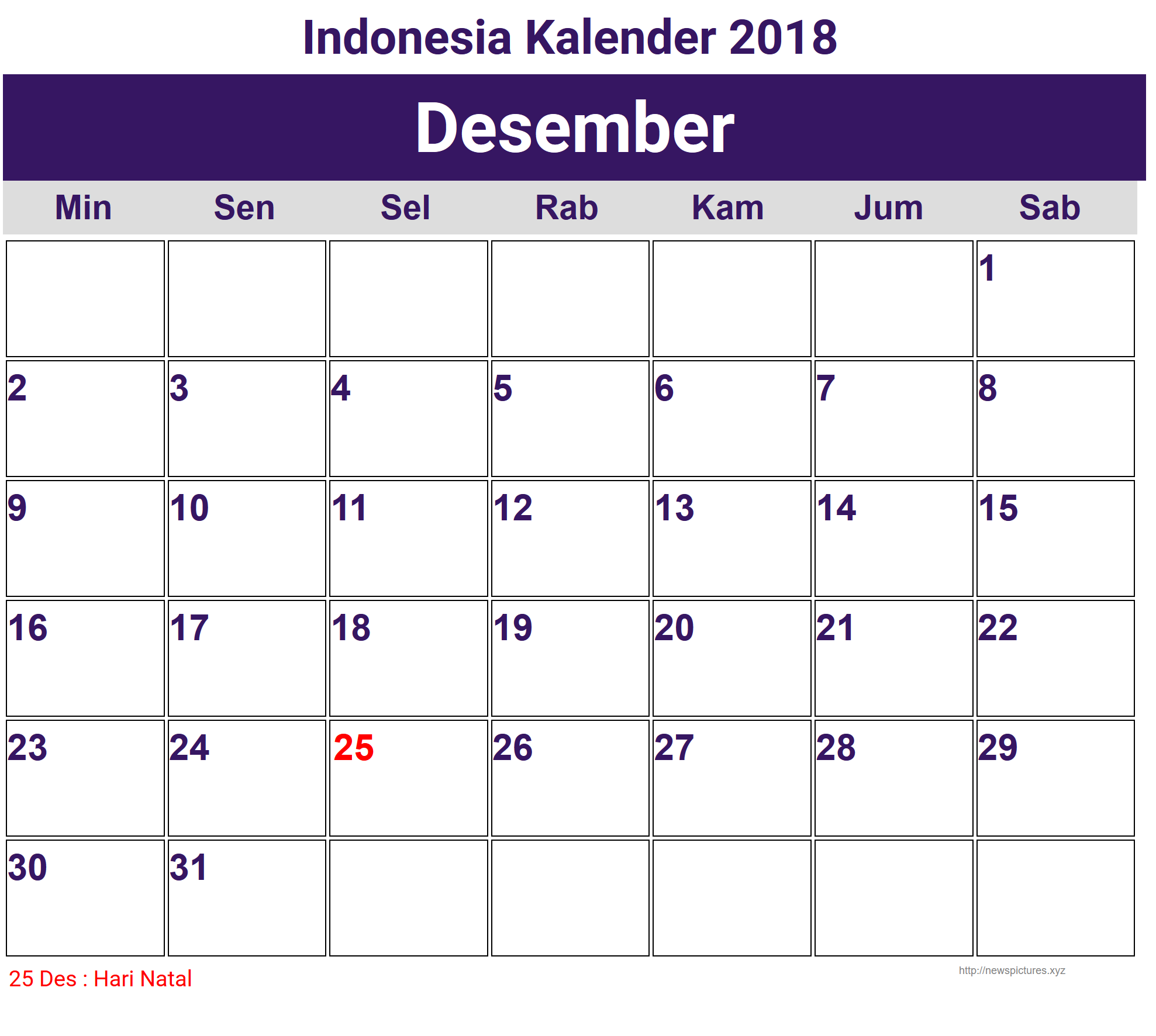 Detail Gambar Kalender Bulan Desember 2018 Nomer 16