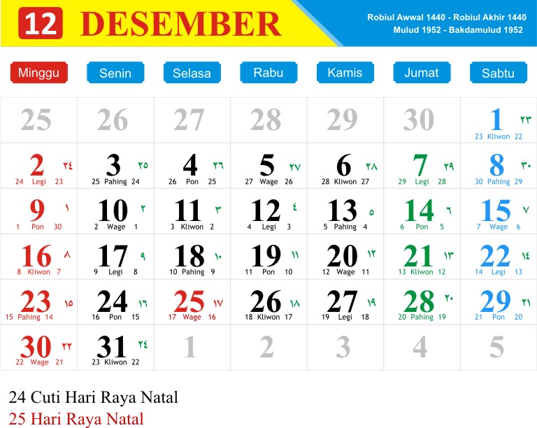 Detail Gambar Kalender Bulan Desember 2018 Nomer 7