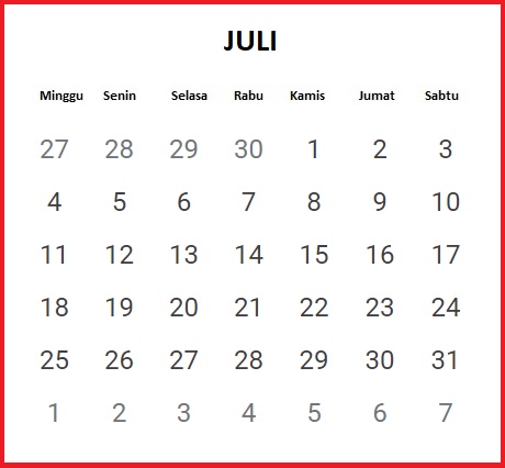 Detail Gambar Kalender Bulan Juli 2021 Nomer 15