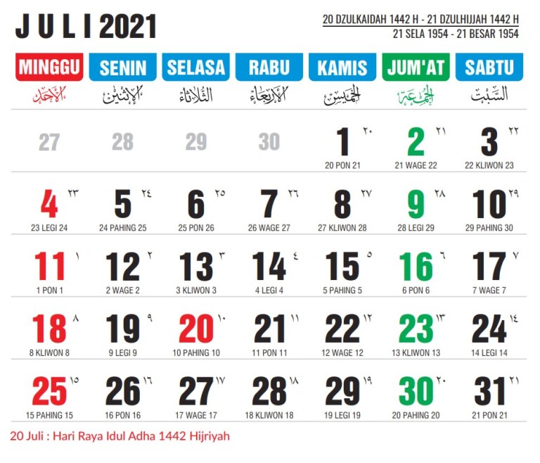 Detail Gambar Kalender Bulan Juli 2021 Nomer 20