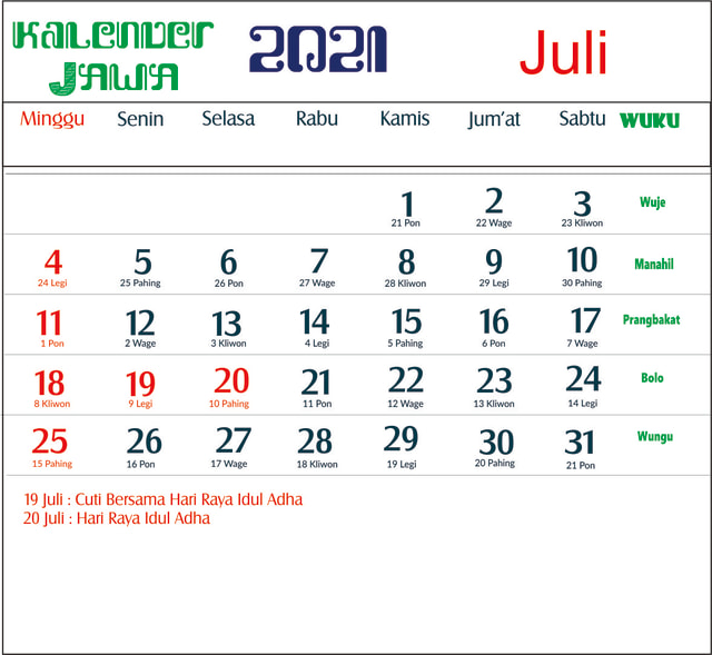 Detail Gambar Kalender Bulan Juli 2021 Nomer 5