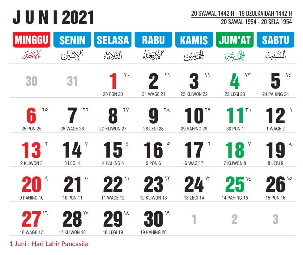 Download Gambar Kalender Bulan Juni 2021 Nomer 2