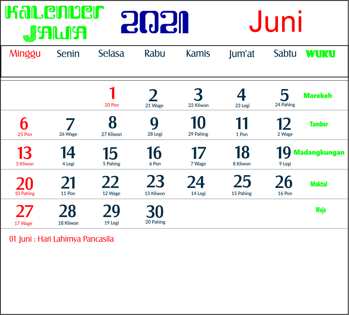 Detail Gambar Kalender Bulan Juni 2021 Nomer 16