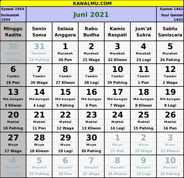 Detail Gambar Kalender Bulan Juni 2021 Nomer 46