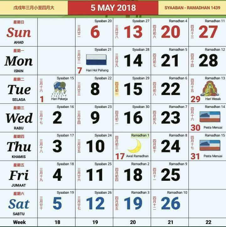 Detail Gambar Kalender Bulan Mei 2018 Nomer 8