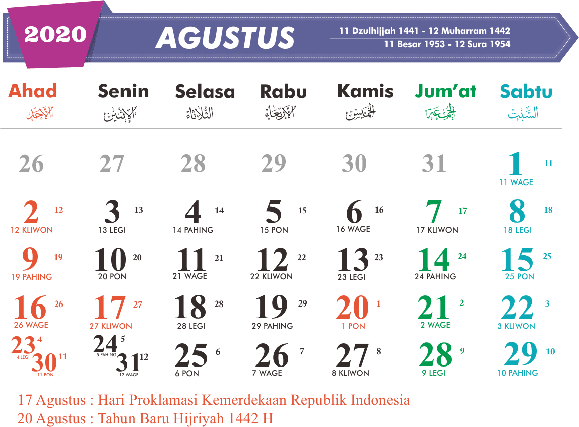 Detail Gambar Kalender Jawa 2020 Nomer 7