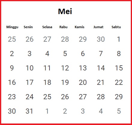 Detail Gambar Kalender Mei 2021 Nomer 14