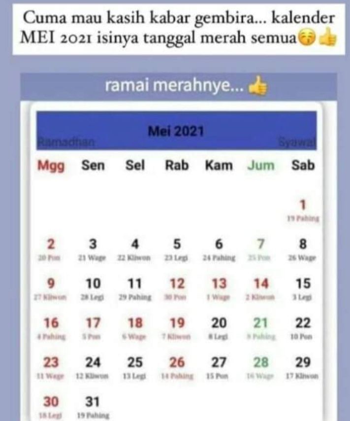 Detail Gambar Kalender Mei 2021 Nomer 19