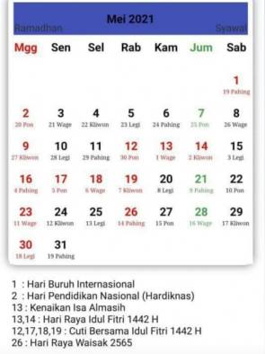 Detail Gambar Kalender Mei 2021 Nomer 34