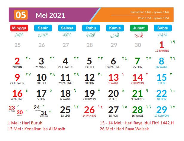 Detail Gambar Kalender Mei 2021 Nomer 7