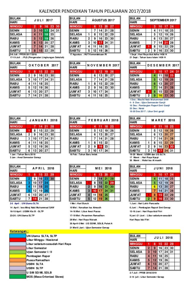 Gambar Kalender Pendidikan Tahun 2018 - KibrisPDR