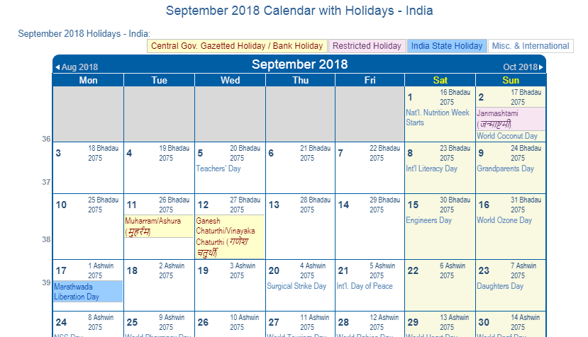 Detail Gambar Kalender September 2018 Nomer 36