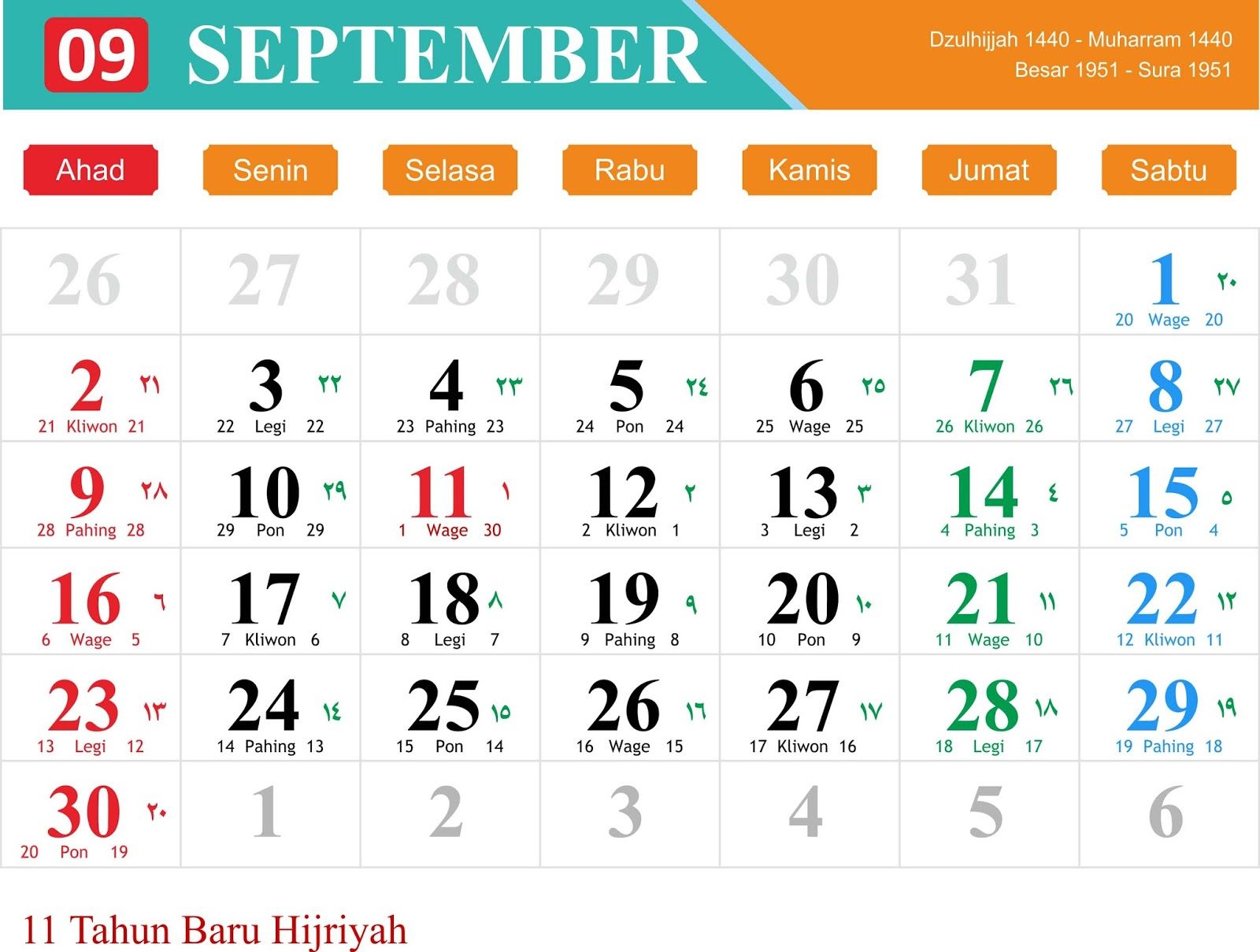 Detail Gambar Kalender September 2018 Nomer 6