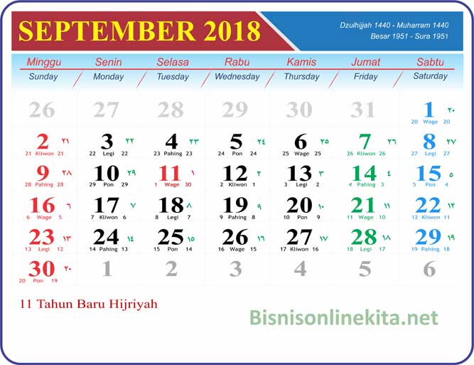 Detail Gambar Kalender September 2018 Nomer 8