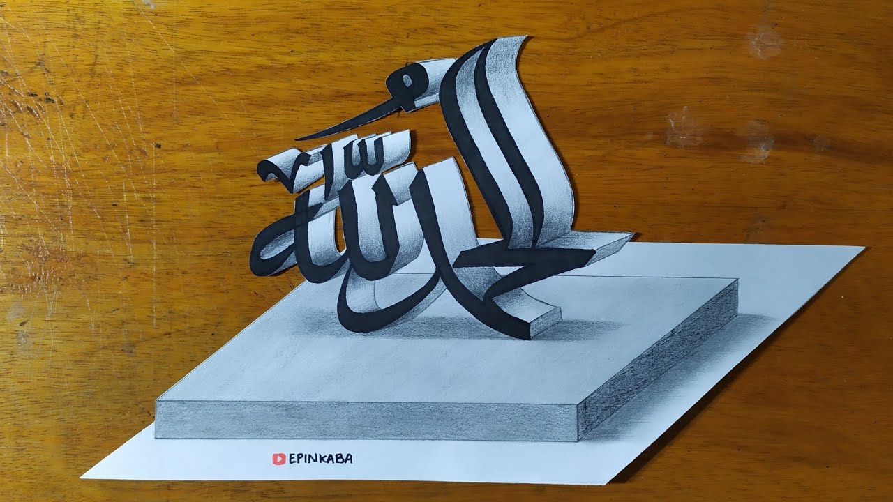 Detail Gambar Kaligrafi 3d Di Kertas Nomer 10