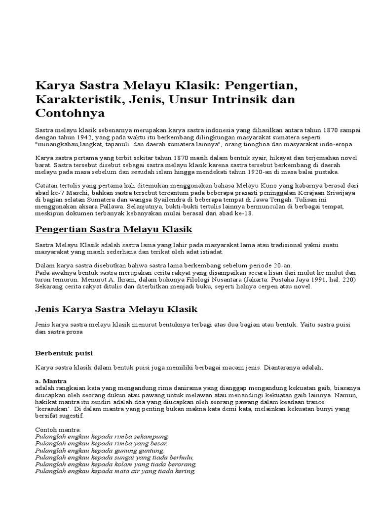 Detail Contoh Karya Sastra Melayu Klasik Nomer 16