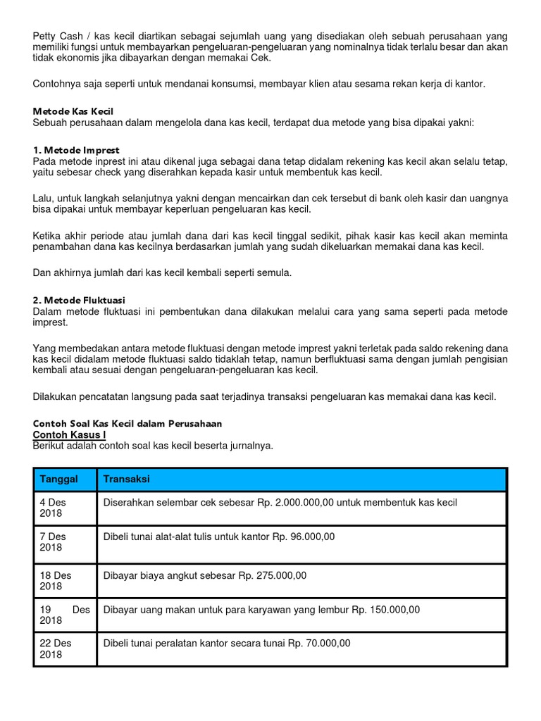 Detail Contoh Kas Kecil Dalam Perusahaan Nomer 55