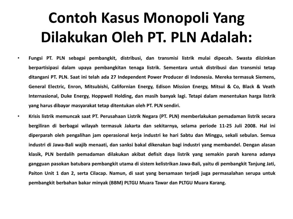 Detail Contoh Kasus Pasar Monopoli Nomer 3