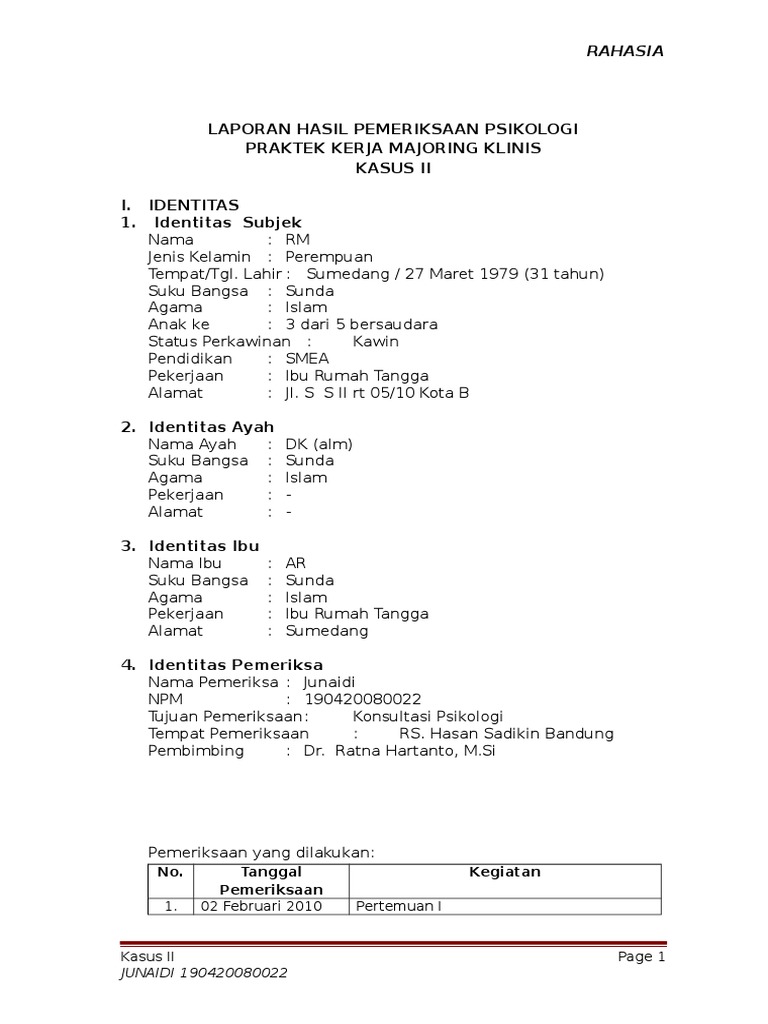 Detail Contoh Kasus Psikologi Klinis Nomer 5