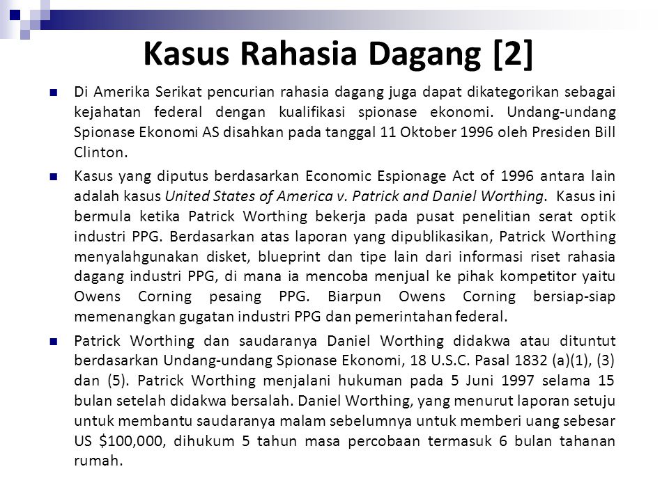 Detail Contoh Kasus Rahasia Dagang Nomer 5