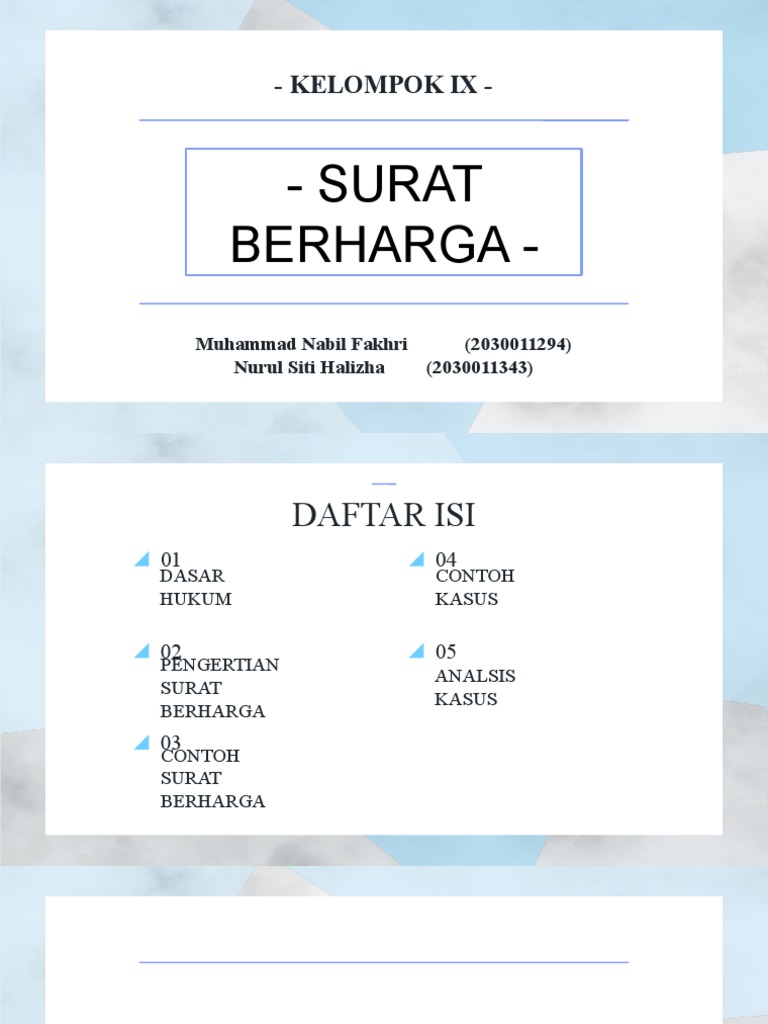 Detail Contoh Kasus Surat Berharga Nomer 3