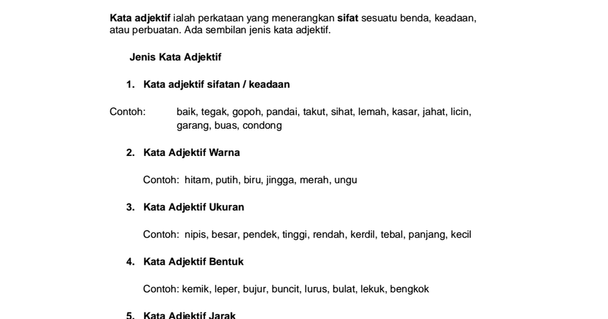 Detail Contoh Kata Adjektif Nomer 8