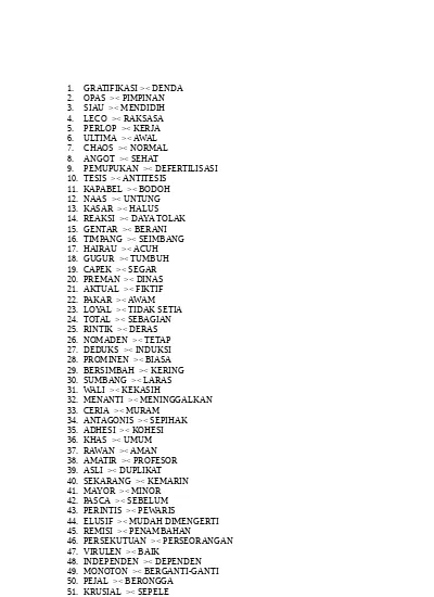 Detail Contoh Kata Antonim Nomer 12