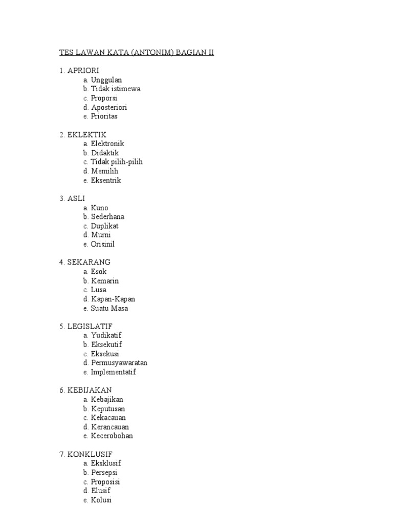 Detail Contoh Kata Antonim Nomer 43