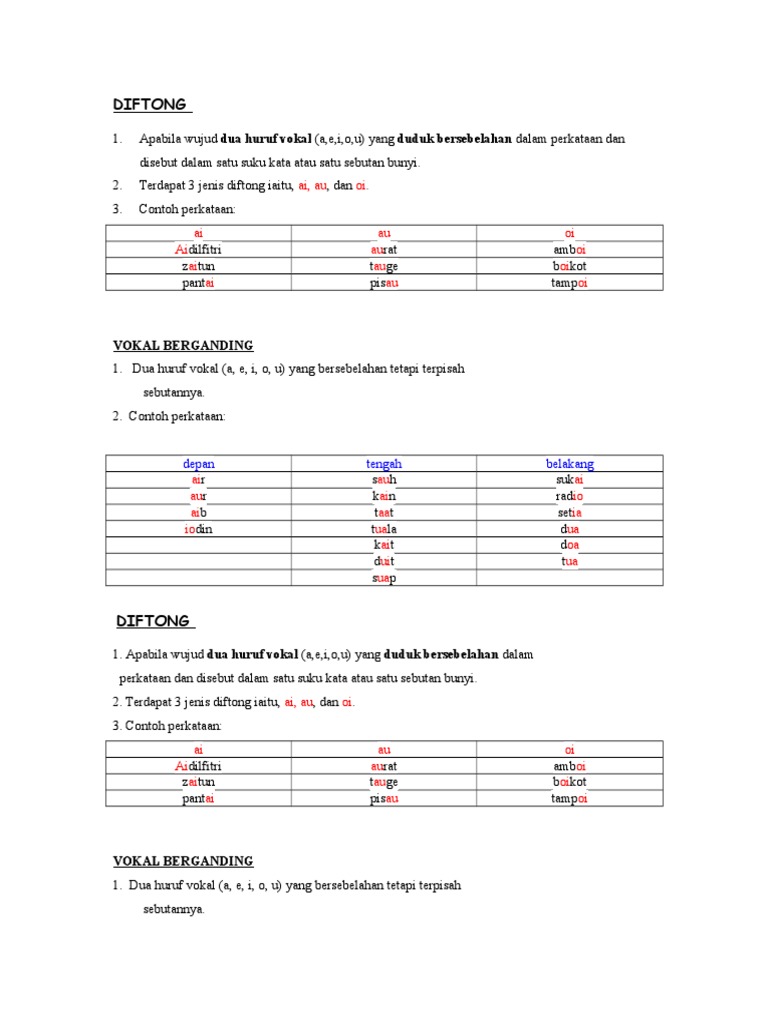 Detail Contoh Kata Diftong Nomer 32