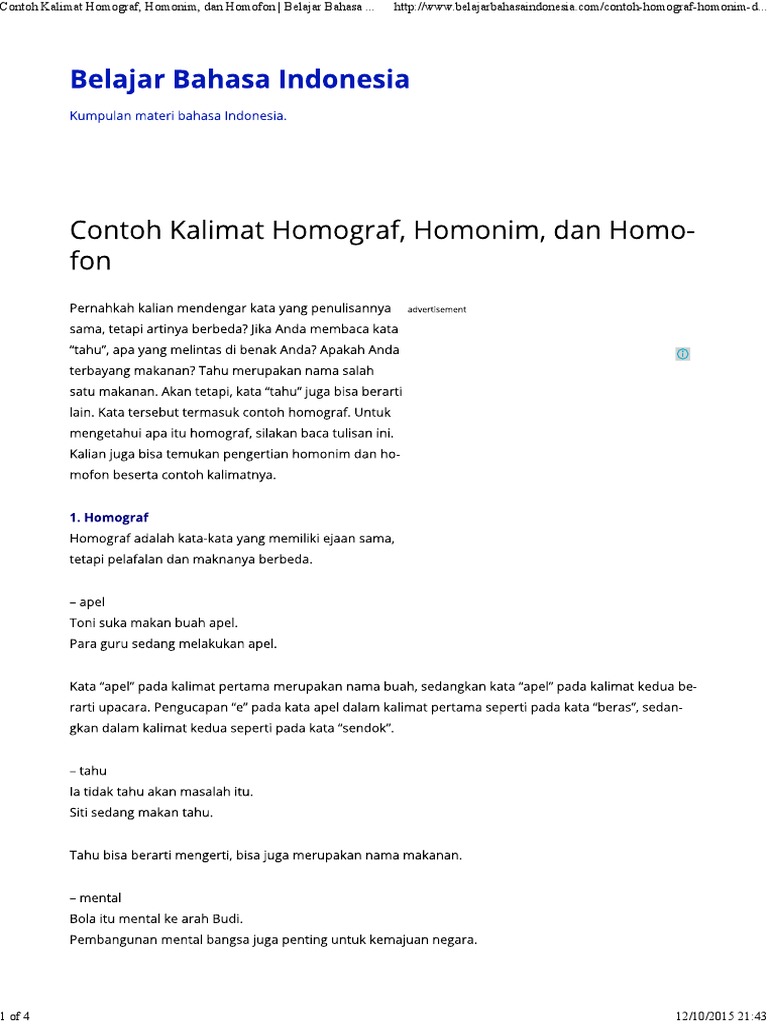 Detail Contoh Kata Homograf Nomer 8