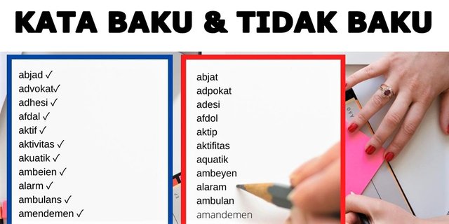 tuliskan 3 contoh kata baku