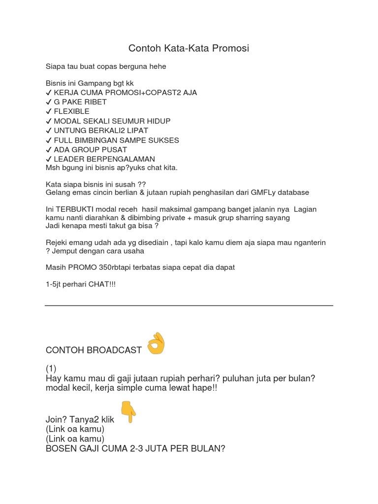 Detail Contoh Kata Kata Broadcast Promosi Nomer 5