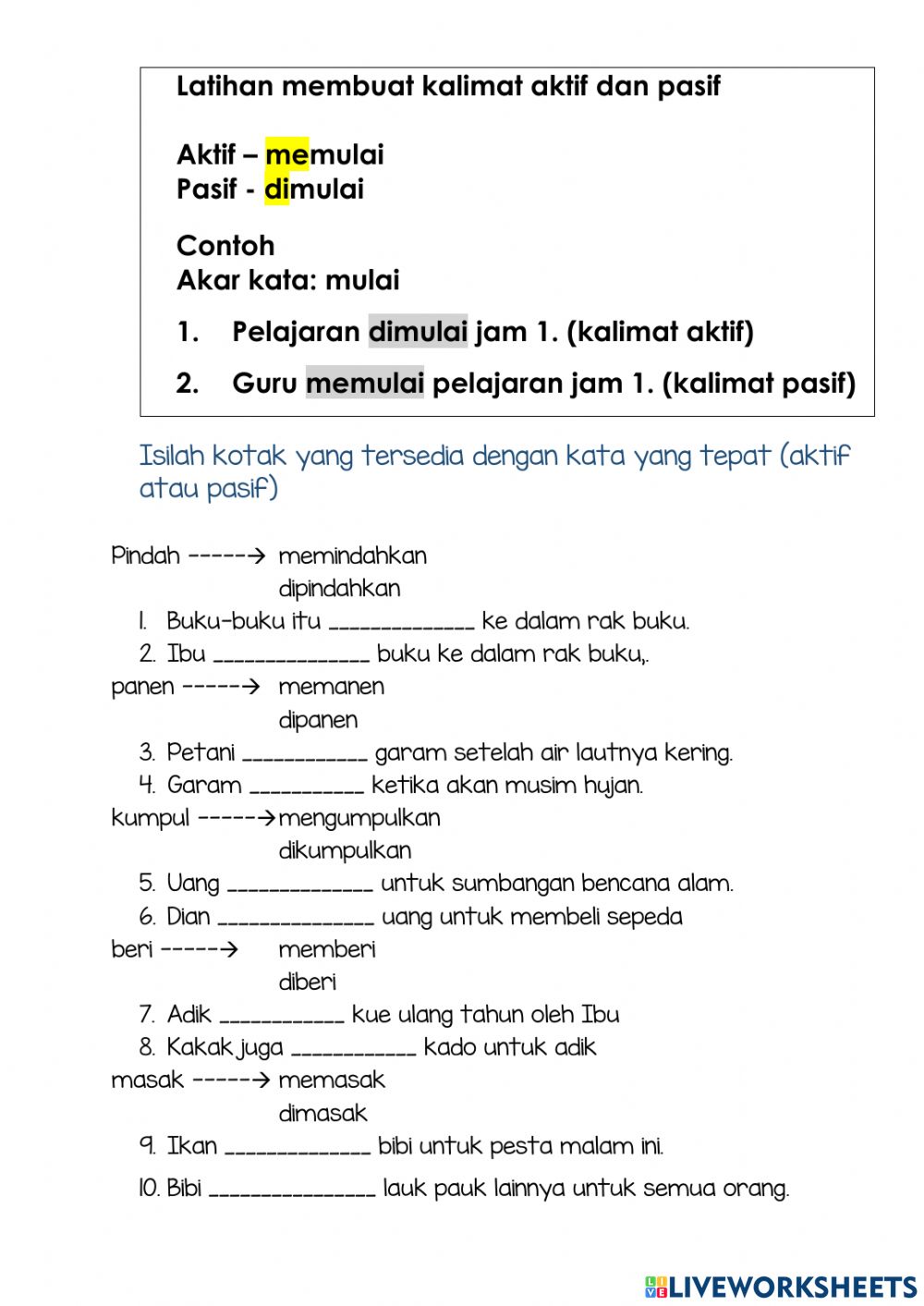 Detail Contoh Kata Kerja Aktif Dan Pasif Nomer 18