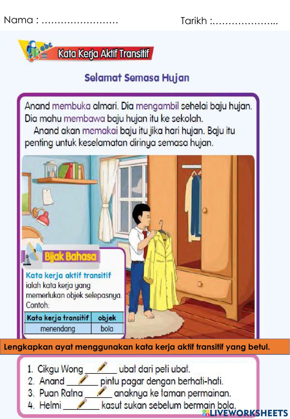 Detail Contoh Kata Kerja Aktif Transitif Nomer 13