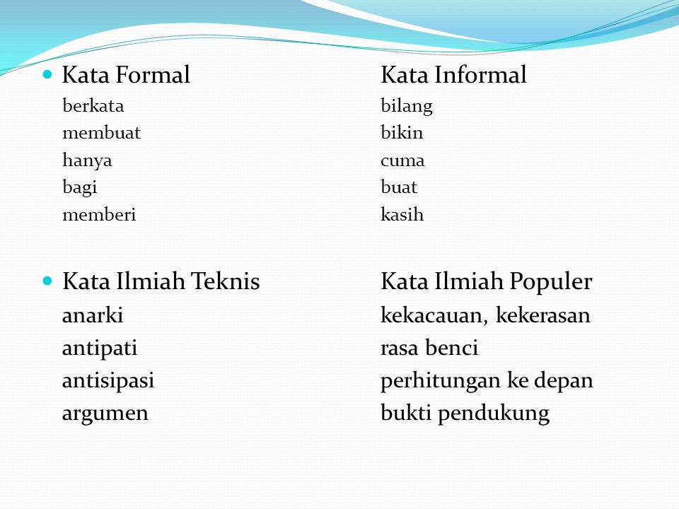 Detail Contoh Kata Non Formal Nomer 8