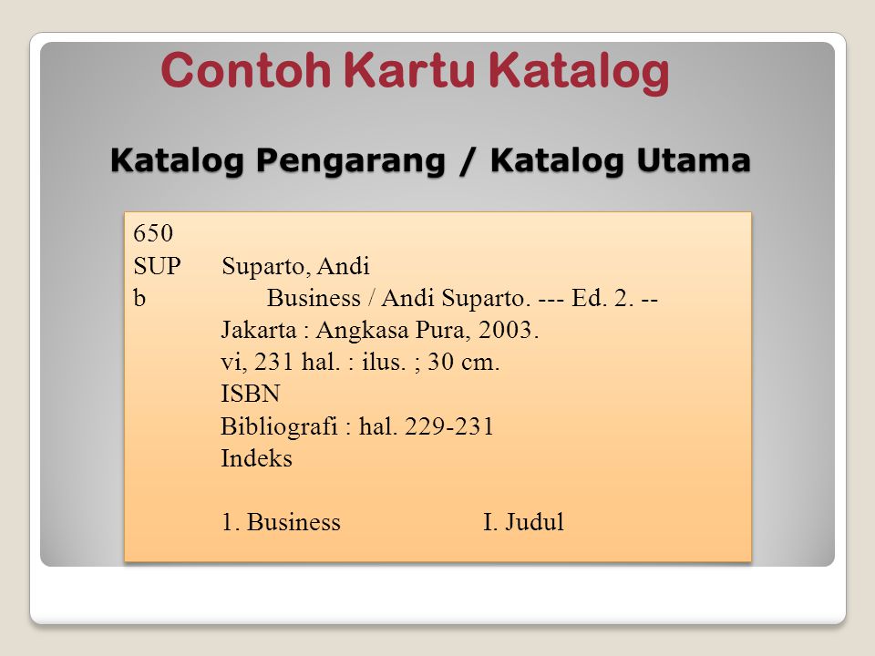 Detail Contoh Katalog Pengarang Koleksi Nomer 7
