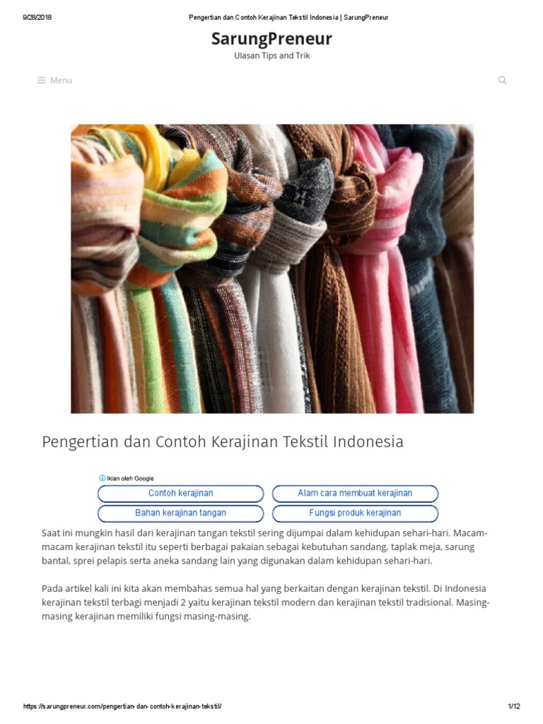 Detail Contoh Kerajinan Tekstil Tradisional Nomer 42