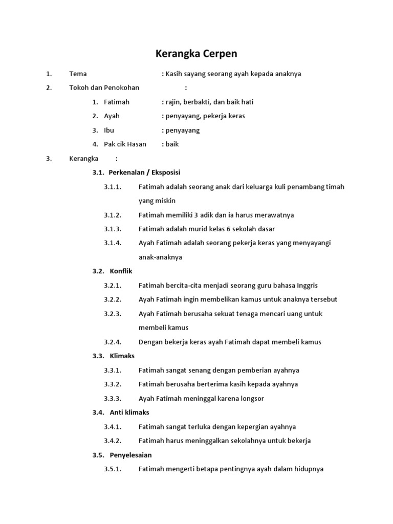 Contoh Kerangka Cerpen - KibrisPDR
