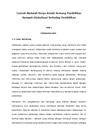 Detail Contoh Kerangka Karya Tulis Ilmiah Nomer 54