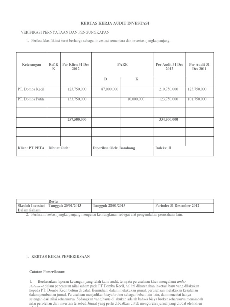 Detail Contoh Kertas Kerja Audit Perusahaan Nomer 7