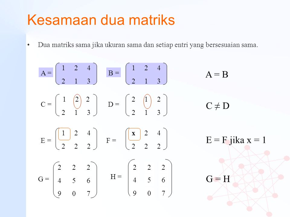 Detail Contoh Kesamaan Dua Matriks Nomer 15